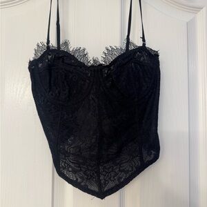 Free People Black Lace Bustier Top